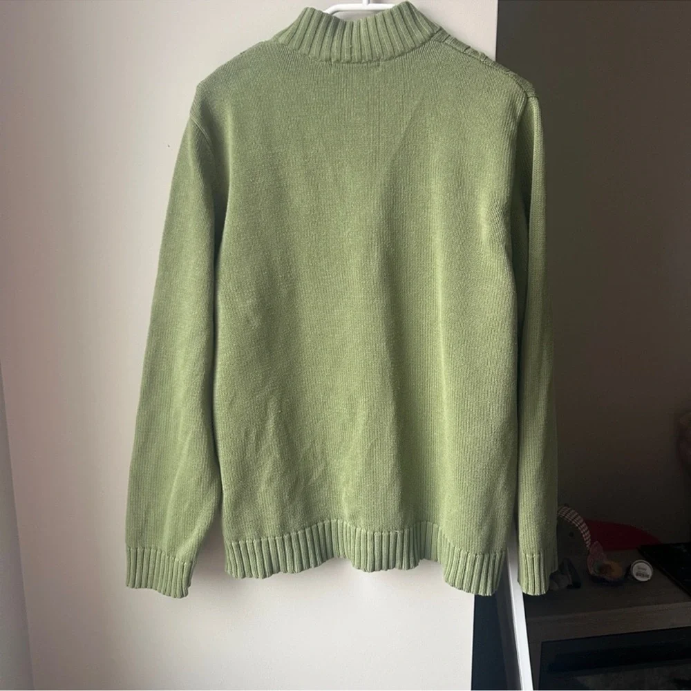 Tradition Country Collection Cable Knit Zip Sage Sweater XL Vintage - Picture 6 of 6